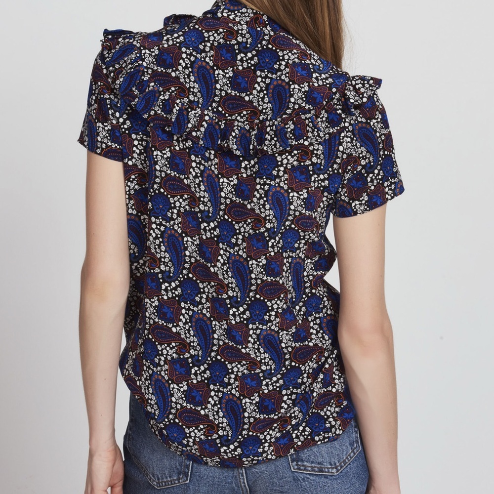 Sandro Paisley 100% Silk Top Size 2 - Picture 2 of 7